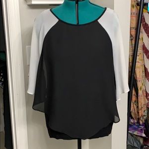 Black and White Sheer Flowy Top with Built In Tank